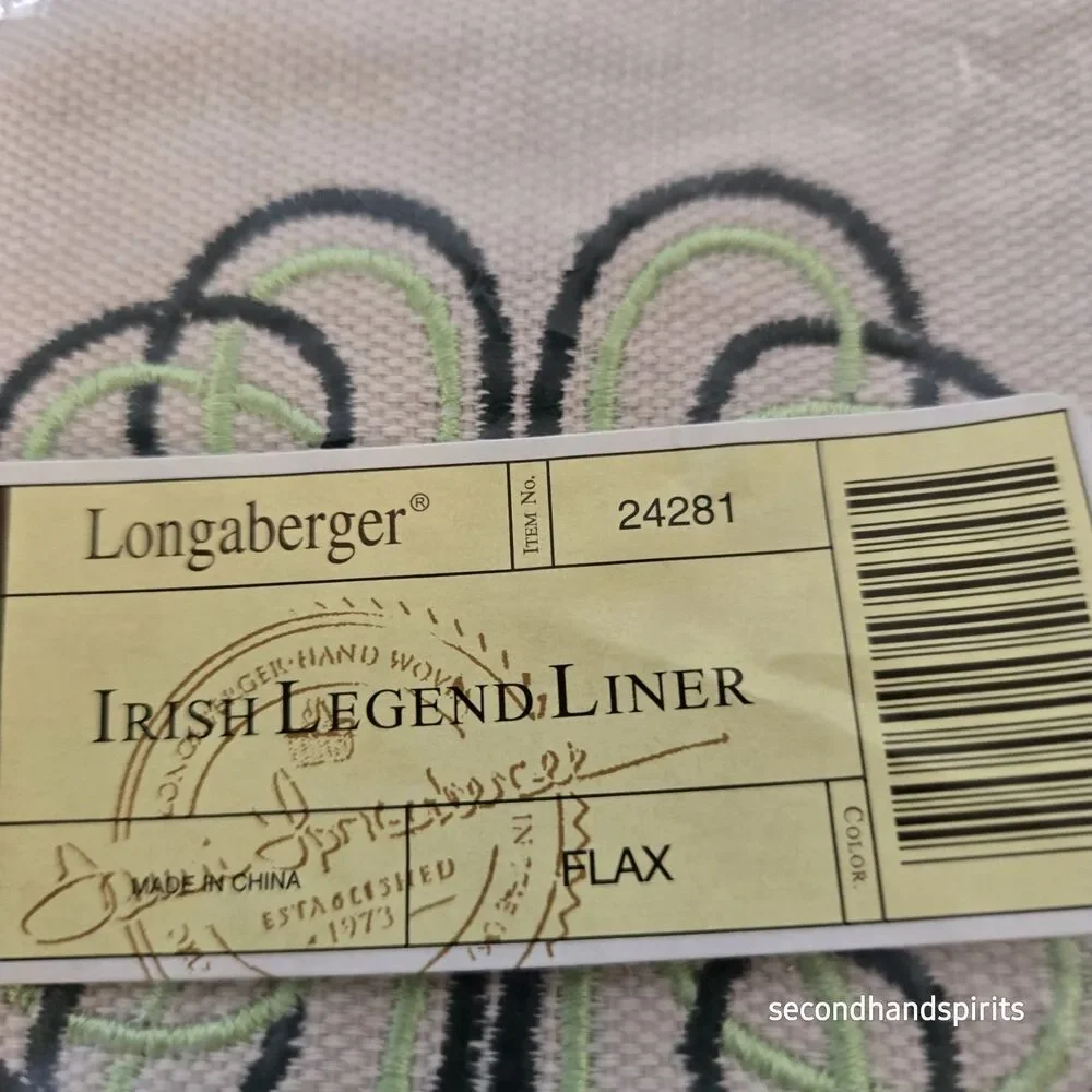 2014 Longaberger Irish Legend Embroidered Liner